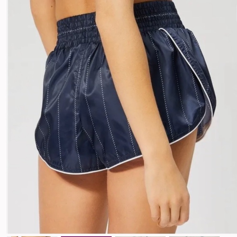 IVY PARK Navy Pinstripe Athletic Running Shorts